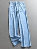 Lyocell cool thin soft and comfortable loose straight-leg pants show long legs versatile wide-leg women's pants jeans C047