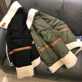 2025 High-end lamb wool splicing down jacket 2 colors~ loose thickened jacket women's  winter women's clothing fur integration