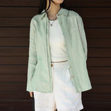 Letter embroidered pure linen shirt women's  spring and summer new sunscreen loose top thin casual long-sleeved cardigan