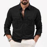 KKBOXLY 2025  new New Popular trade  independent station  men's shirts multi-pocket casual long-sleeved tops men's