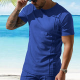 KKBOXLY 2025 New summer new men's casual personalized short-sleeved T-shirt 2025 trade wholesale waffle crew neck top men's clothing