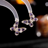 2025 South Korea Dongdaemun 2023 new earrings simple fashion 925 silver needle high sense color zircon butterfly stud earrings