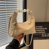 KKBOXLY 2025 Niche retro beaded handle handbag popular new high-end national style small square bag chain shoulder messenger bag