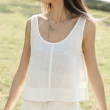 25 Summer Tencel Hemp U-Neck Vest Women's Commuter Wind Loose Suspender Linen Casual Solid Color Sleeveless Top Cotton and Linen