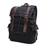KKBOXLY 2025 Retro backpack waterproof oil wax canvas backpack men and women travel computer bag outdoor leisure leather mountaineering bag