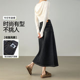 Customized spring new A-shaped half-body denim skirt fashionable high-waisted umbrella skirt retro versatile and thin denim skirt women