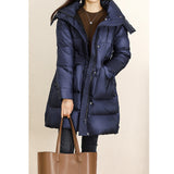 2025 95 white goose down jacket, high-end hooded goose down jacket, Pinghu women's clothing medium and long niche women's bread clothing winter