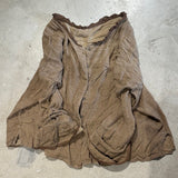 2025  24/4 SN41 literary and retro long-sleeved linen cotton smoked color craft fried old contrasting color lace neck cardigan shirt