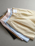 "Comfortable and breathable" pure cotton drawstring elastic waist loose wide-leg pants versatile outer casual pants women's shorts L377