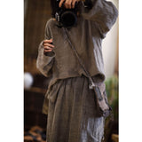 2025    22/3/Shirt, spring literary and retro textured linen loose pullover shoulder lazy shirt