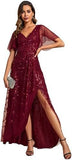 2025sequined V-neck split annual meeting dress  new sexy catwalk banquet  evening dress