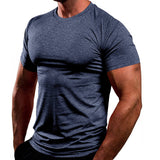 KKBOXLY popular new solid color fitness clothes men's T-shirt quick-drying breathable sports running training tights men's top