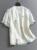 Heavy industry embroidery lace round neck loose and thin  summer new lotus leaf short-sleeved women's shirt X950