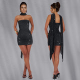 2025 C7188    Popular and  Fashion Women's Clothing Sexy Slim Ribbon Hot Diamond Dress Short Skirt
