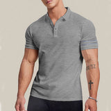 KKBOXLY 2025 popular New summer new polo shirt men's t-shirt lapel top n casual slim-fit striped polo shirt men's