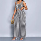 new New women's clothing fashion personalized striped printed sleeveless vest top loose wide-leg trousers set