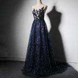2025Banquet dress  new fashionable and elegant navy blue long large size sleeveless bar mitzvah evening dress dress