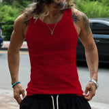 KKBOXLY 2025 popular summer new n tough guy men's T-shirt New men's threaded vest sports leisure fitness vest