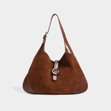 2025 popular large capacity suede tote bag women's underarm bag popular new shoulder bag retro, commuter cowhide small