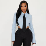 2025 design sense professional shirt pure desire Spice girl onesie women's outer wear slim and thin long sleeves spring and summer wholesale