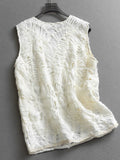 Heavy industry tape embroidered hollow sleeveless top  summer new high-end commuter women's sling vest X337