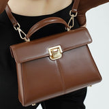 New Premium Textured Handbag One Shoulder Crossbody Bag Horseshoe Buckle Commuter Leather Kelly Bag