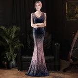 2025 Evening dress female company annual meeting host banquet temperament light luxury niche high-end sequined slim long dress