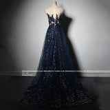 2025Banquet dress  new fashionable and elegant navy blue long large size sleeveless bar mitzvah evening dress dress