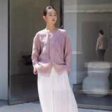 New Chinese Top Shirt Spring Jacket Women's Dopamine National Style Women's Cardigan Purple Embroidered Cardigan B0323