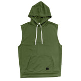 KKBOXLY 2025 New 2025 men's casual European size summer knitted texture hoodie sleeveless T-shirt pouch drawstring back