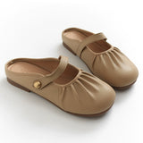 Soft-soled bag head half slippers women's outer wear spring and summer new popular half-support single shoes women's British style shoes drag women M830