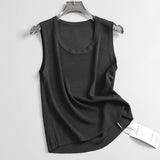 "Four Seasons Can Base" Contrasting Color Crew Neck Ice Skin-friendly Wide Shoulder Strap Single Wear Knitted Sweater Suspender Women's Vest L025