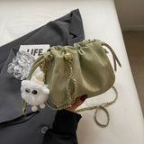 KKBOXLY 2025 Fashion Popular style small bag women's popular new casual versatile chain messenger bag popular shoulder drawstring bucket bag