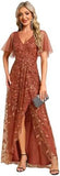 2025sequined V-neck split annual meeting dress  new sexy catwalk banquet  evening dress