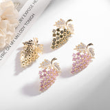 2025 Cross-border wish hot-selling cute and fresh summer earrings colored zircon fashion fruit earrings silver needle grape stud earrings