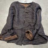 2025    23/8/Early Autumn/Early Autumn Literary Retro Linen Printed Cardigan Shoulder Crew Neck Shirt