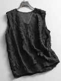 Heavy industry tape embroidered hollow sleeveless top  summer new high-end commuter women's sling vest X337