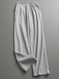 Gray sweatpants drawstring elastic waist loose straight-leg pants small wide-leg pants versatile casual sweatpants women's L479