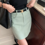 Versatile washed cotton skirt, hip-wrapped A-shaped version, meat-covered and slim-fitting, a must-have Korean version skirt in summer