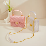 KKBOXLY 2025 PVC transparent square Barbie jelly bag fashionable and versatile handbag dirt-resistant and easy-to-wash women's oblique span bag customization