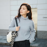 Temperament solid color turtleneck wool sweater women's clothing autumn and winter soft waxy pit strip sweater can be worn outside pure wool long-sleeved knitted sweater