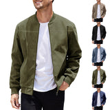 KKBOXLY Cross-border  autumn suede solid color men's zipper jacket casual retro long-sleeved cardigan jacket men