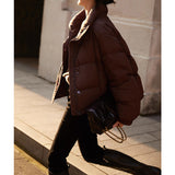2025 Huge and thin! Three-proof white goose down bread clothes, stand-up collar down jackets for women, high-end women's short winter goose down clothes.