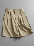 Solid color semi-elastic waist three-dimensional pinching pleated drape loose wide-leg pants pants versatile casual pants women's pants shorts Z477