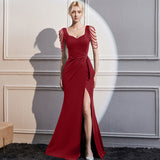 2025 Evening dress dress women's high-end banquet wear black dress Hepburn style design sense formal settings slim long dress