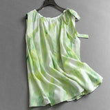 Smudge loose and thin, wrinkled streamer sleeveless shirt can be matched with a complete set of wide-leg pants women's suit X994.