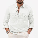 KKBOXLY 2025  new New Popular trade  independent station  men's shirts multi-pocket casual long-sleeved tops men's