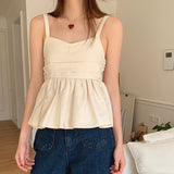 Korean version of the new sweet and cute princess style A-shaped suspender top, pleated design lotus leaf pendulum age-reducing vest for women