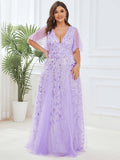 2025spring and summer new  evening dresses V collar mesh banquet performances host dress factory supply