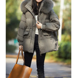 2025 Fox big fur collar high-end pie overcomes goose down jacket white goose down jacket women's medium and long Pinghu winter women's clothing